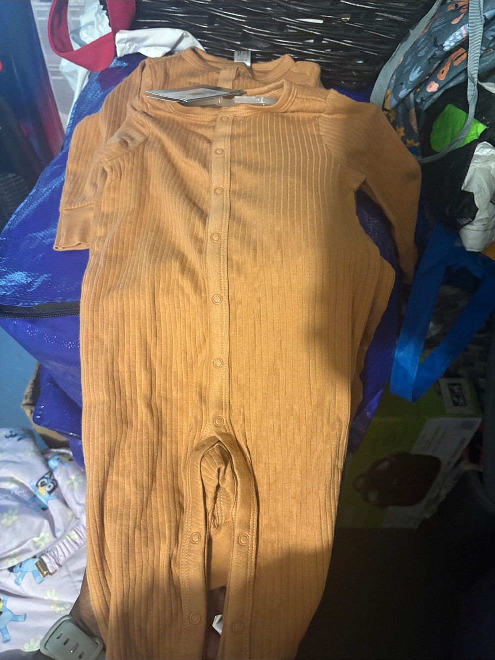 Baby Ribbed Footie One-Piece in Mustard